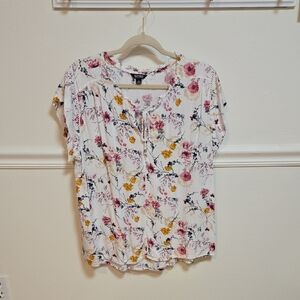 Buffalo David Bitton White Ruffled Blouse with Peter Pan Collar